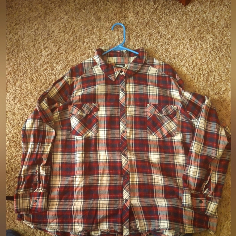 Joe Boxer Burgundy Plaid Button Down Shirt 3X